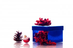 Christmas ornaments and gift box